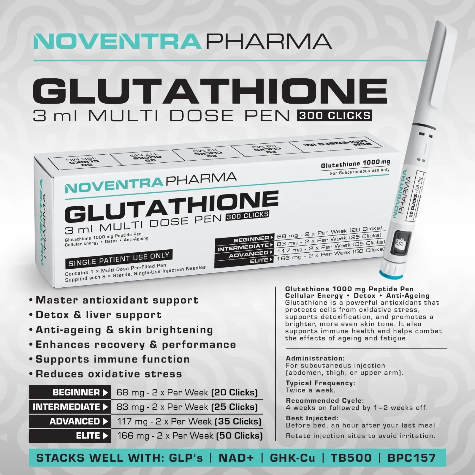 Glutathione 1000mg Pen - Noventra Pharma